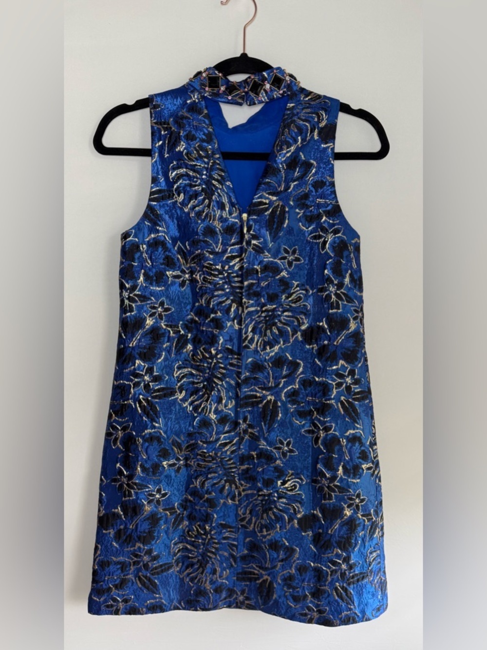 Lilly Pulitzer Brandi Shift Dress Blue Grotto Twilight Floral Brocade • size 00 - Picture 5 of 7